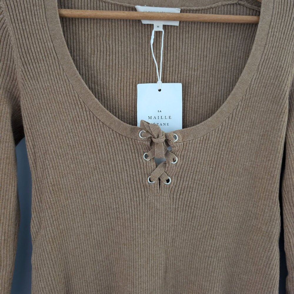 SEZANE Soizic sweater, merino wool/cotton mix, camel, size M, NWT - Picture 5 of 10